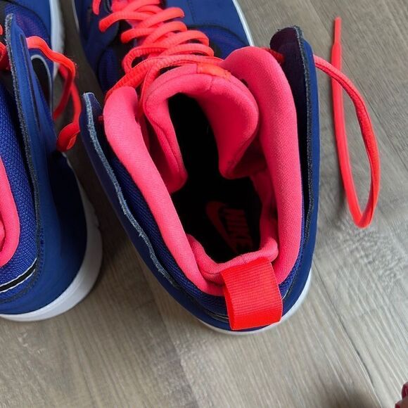 Nike Dunk Free High 2013 Men's Leather Basketball Shoes Royal Blue/Atomic Red 9 - Picture 7 of 10